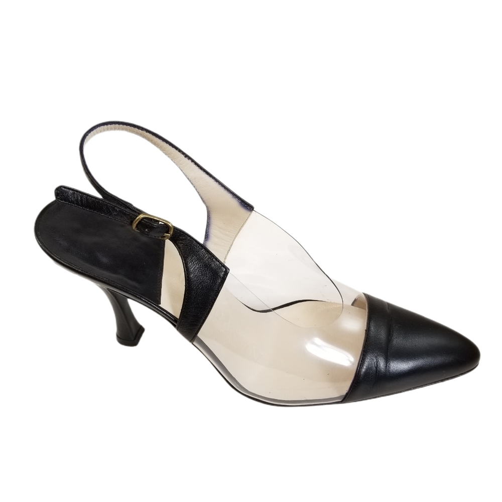 Giorgio Armani Vinyl & Leather Slingback Heels